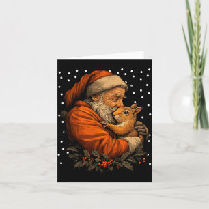 Christmas Squirrel And Santa Claus Forest Animal W Card