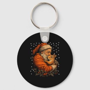 Christmas Squirrel And Santa Claus Forest Animal W Keychain