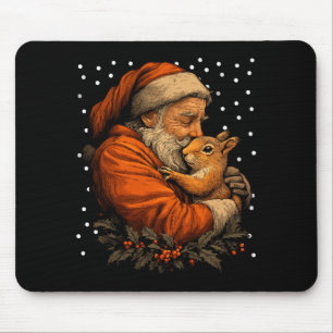 Christmas Squirrel And Santa Claus Forest Animal W Mouse Pad
