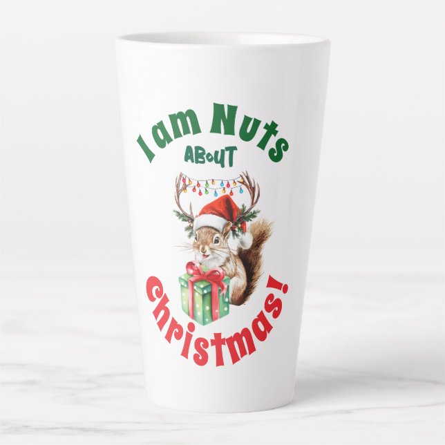 Christmas Squirrel & Antlers & Gift Box  Latte Mug (Front)