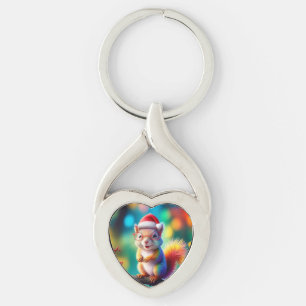 Christmas Squirrel As Santa Claus-56765 Keychain