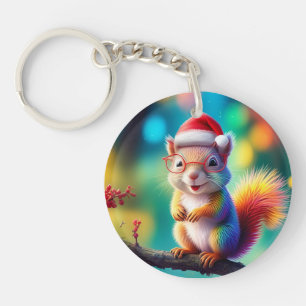 Christmas Squirrel As Santa Claus-56765 Keychain