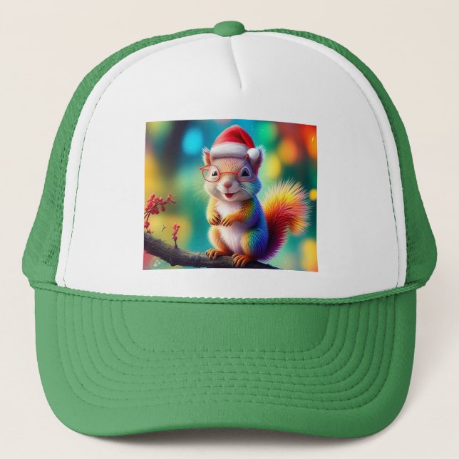 Christmas Squirrel As Santa Claus-56765 Trucker Hat (Front)