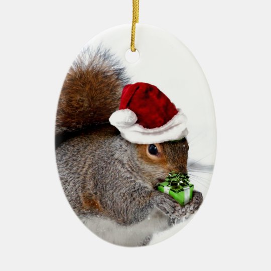 Christmas Squirrel Ceramic Ornament Zazzle.ca