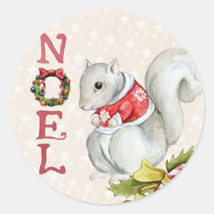 Christmas Squirrel Classic Round Sticker