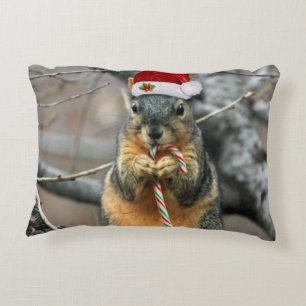 Christmas squirrel decorative pillow