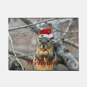 Christmas squirrel doormat