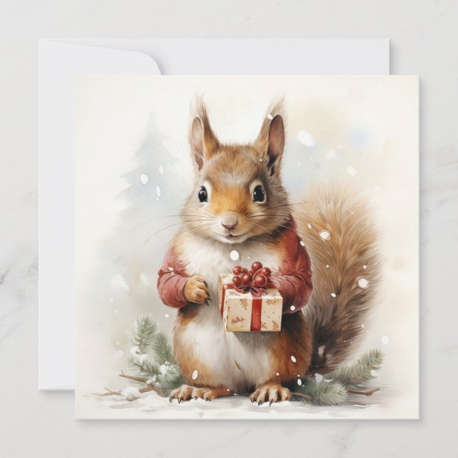 Christmas Squirrel Greeting Card (Front)