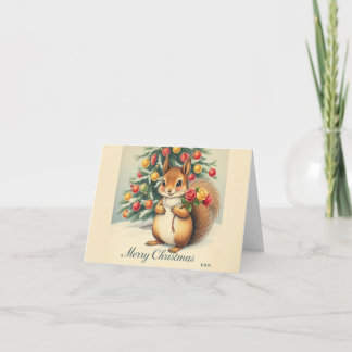Christmas Squirrel Greeting Card - Blank Inside