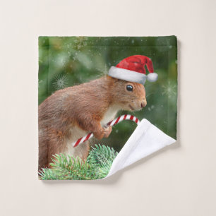 Christmas squirrel hand towel