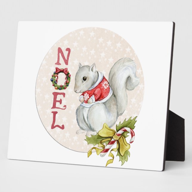 Christmas Squirrel Illustration Plaque (Side)