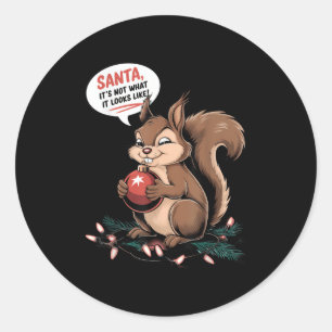 Christmas Squirrel Lights Mpy Squirrel Xmas Orname Classic Round Sticker