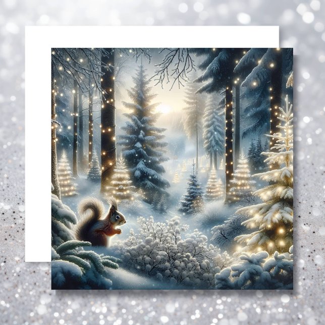 Christmas Squirrel Magical Enchanted Winter Forest Holiday Card (Creator Uploaded)
