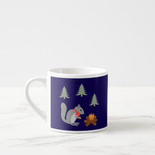 Christmas Squirrel Roasting Hazelnuts on Log Fire Espresso Cup