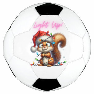 Christmas Squirrel with Festive Lights Card Soccer Ball