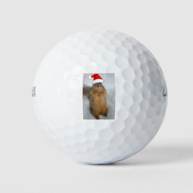 Christmas Squirrel with Santa Golf Balls (Front)