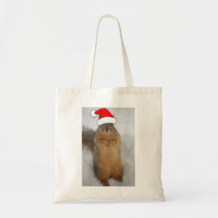 Christmas Squirrel with Santa Tote Bag