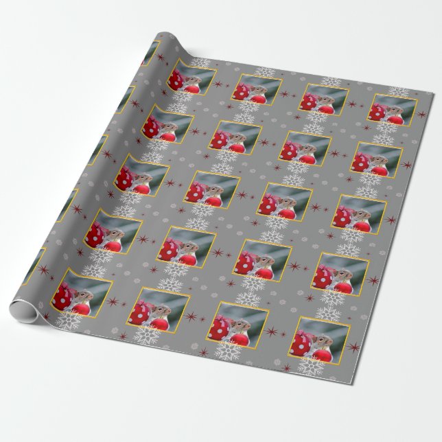 Christmas Squirrel Wrapping Paper (Unrolled)