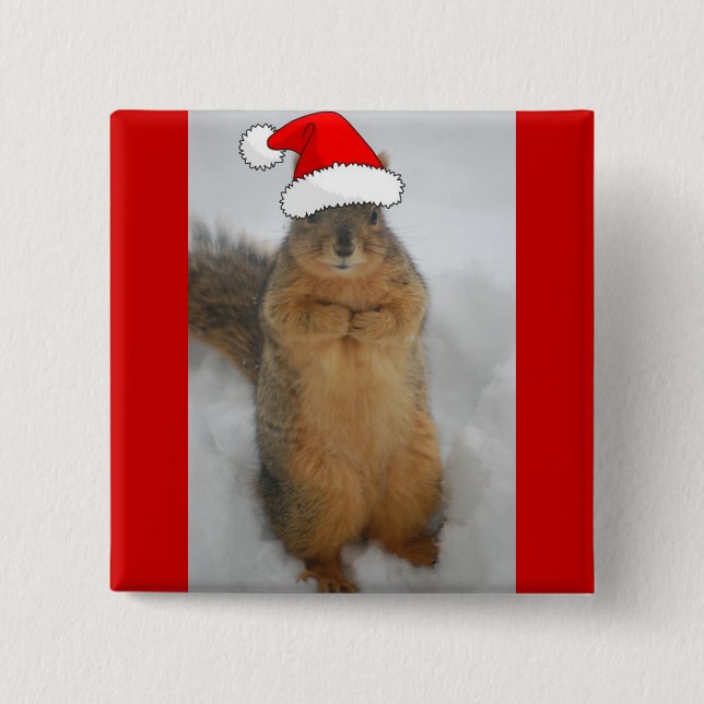 Christmas Squirrels 2 Inch Square Button (Front)