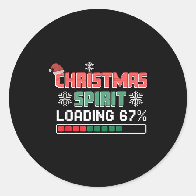Christmas Srit Loading 67% Funny Six Seven 6 7 Chr Classic Round Sticker (Front)