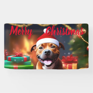 Christmas Staffordshire Bull Terrier,   Banner