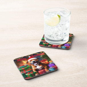 Christmas Staffordshire Bull Terrier, Coaster