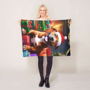 Christmas Staffordshire Bull Terrier, Fleece Blanket