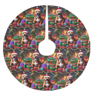 Christmas Staffordshire Bull Terrier Santa, Brushed Polyester Tree Skirt