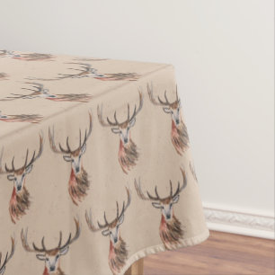 Christmas Stag Deer Animal Watercolor Festive Tablecloth