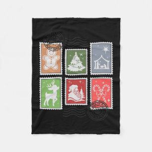 Christmas Stage Stamps Santa Mail Premium Fleece Blanket