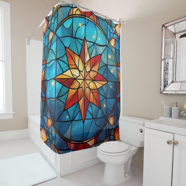 Christmas Stained Glass Shower Curtain (In Situ)