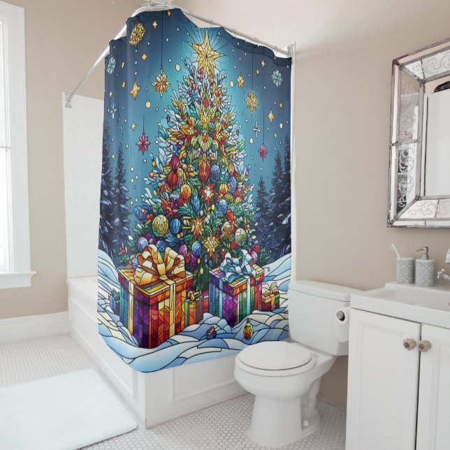 Christmas Stained Glass Shower Curtain (In Situ)