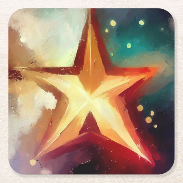 Christmas Star 3 Square Paper Coaster (Front)