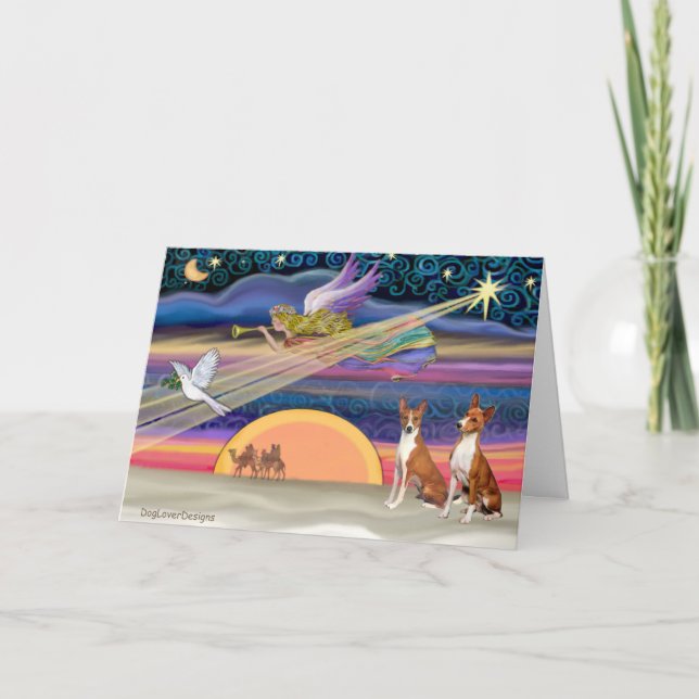Christmas Star - Basenjis (two) Holiday Card (Front)