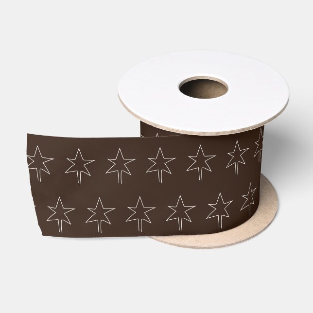 Christmas Star Dark Chocolate Satin Ribbon (Spool)