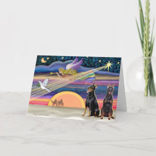 Christmas Star - Dobermans (two black) Holiday Card