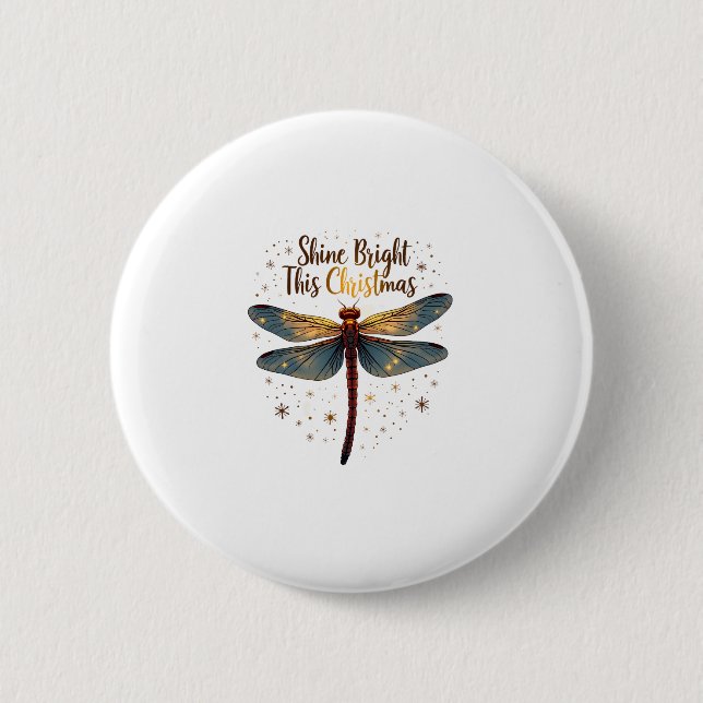 Christmas Star Dragonfly 2 Inch Round Button (Front)
