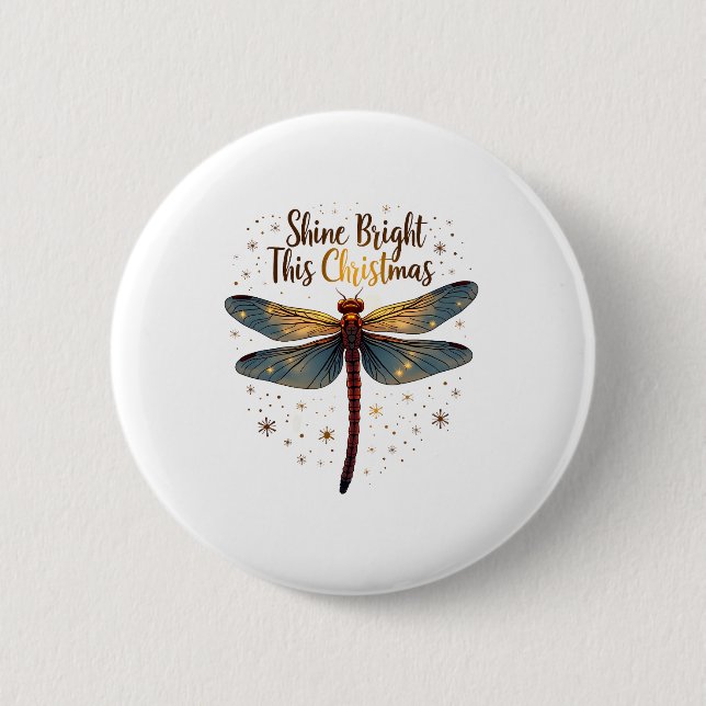 Christmas Star Dragonfly 2 Inch Round Button (Front)