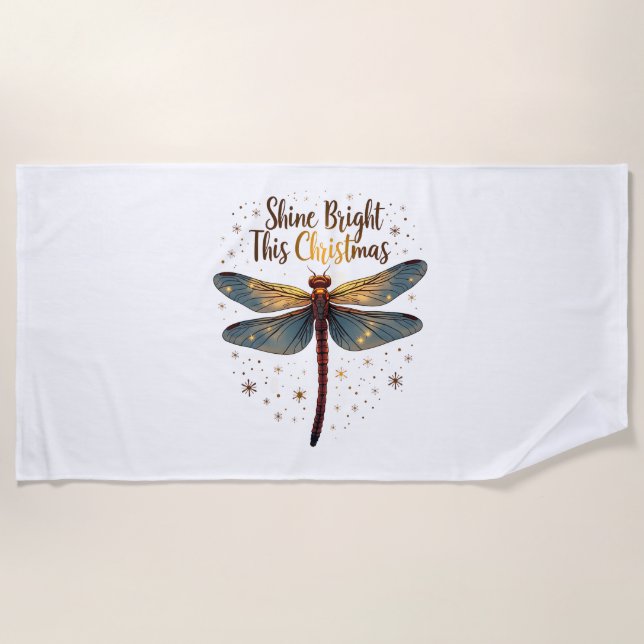 Christmas Star Dragonfly Beach Towel (Front)