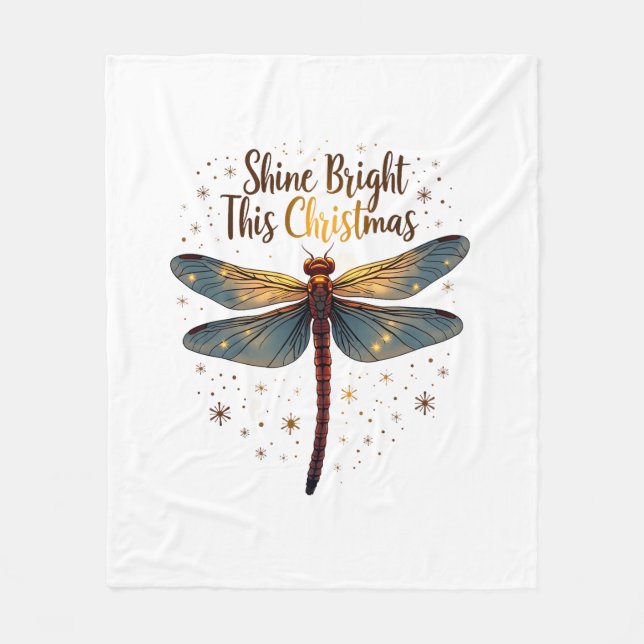 Christmas Star Dragonfly Fleece Blanket (Front)