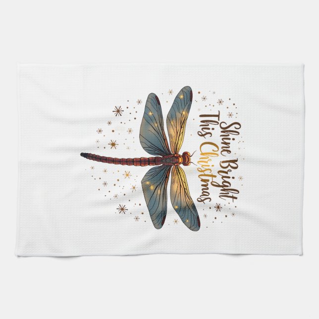Christmas Star Dragonfly Kitchen Towel (Horizontal)