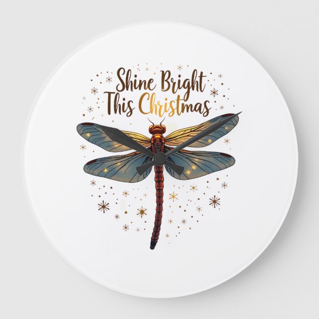 Christmas Star Dragonfly Large Clock (Front)