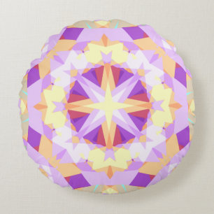 Christmas Star Festive Purple Gold Yellow Round Pillow