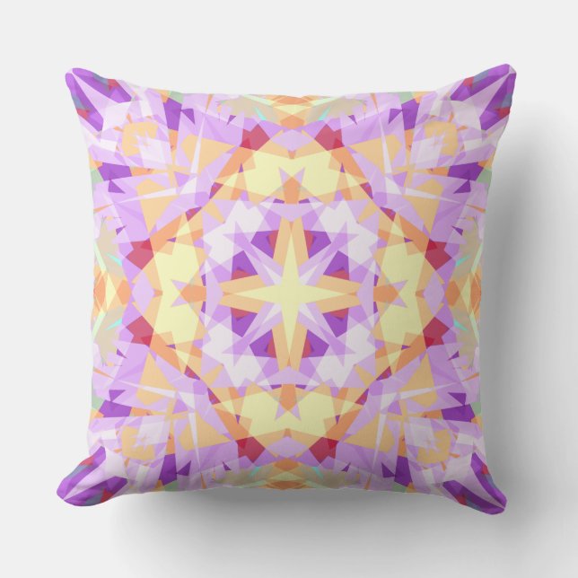 Christmas Star Festive Purple Gold Yellow Throw Pillow (Front)