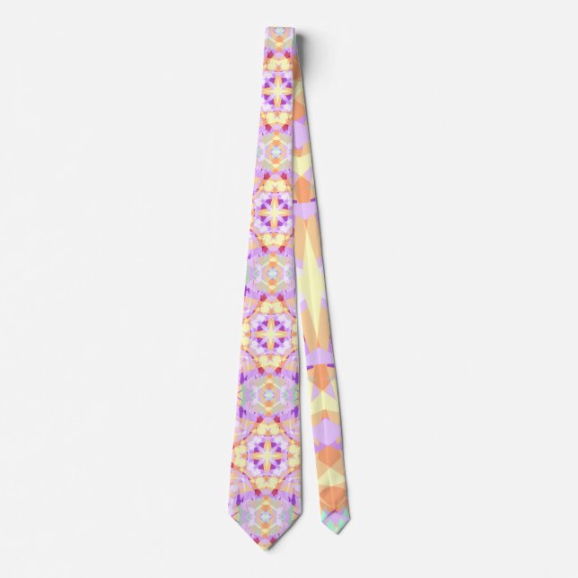 Christmas Star Festive Purple Golden Yellow Tie (Front)