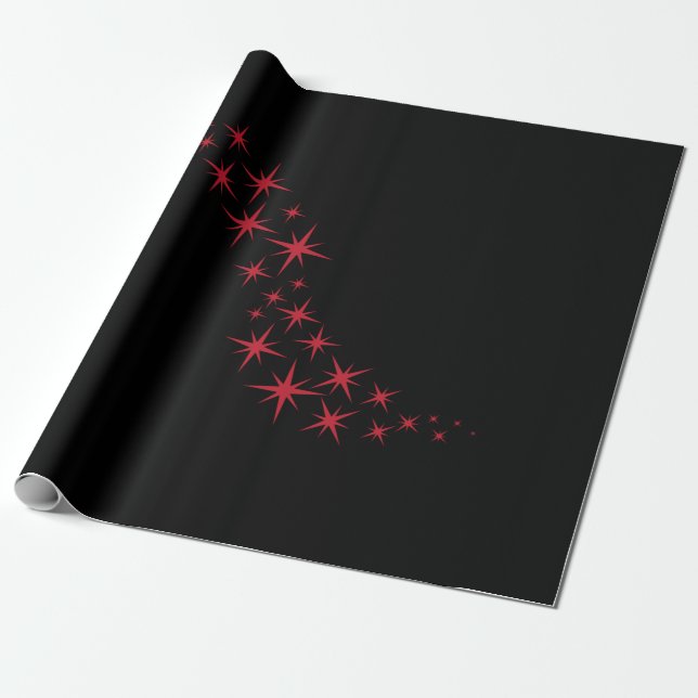 Christmas Star Flourish Wrapping Paper (Unrolled)