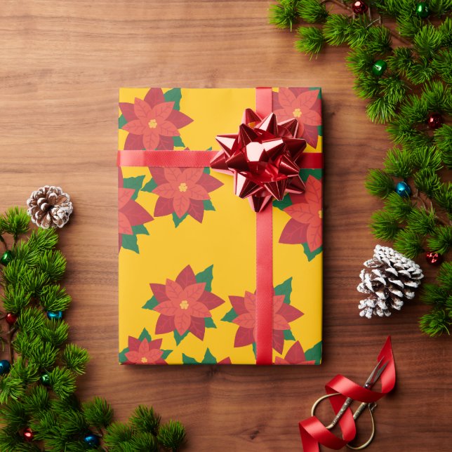 Christmas Star Flowers Wrapping Paper (Holiday Gift)