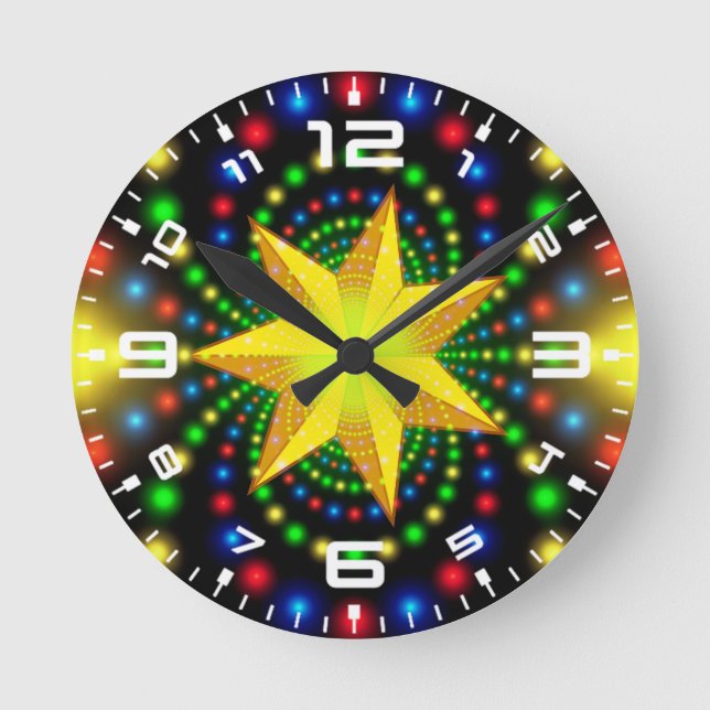 Christmas Star Fractal Design-29440 Round Clock (Front)