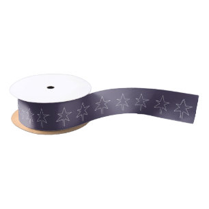 Christmas Star Indigo Blue Satin Ribbon
