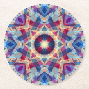 Christmas Star Jolly Blue Fun Purple Bright Red Round Paper Coaster